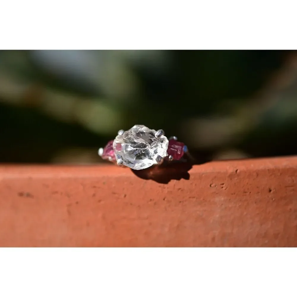 Alternative engagement ring pink tourmaline clear lake county diamond